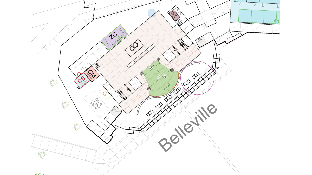 Plan espace scénique Belleville