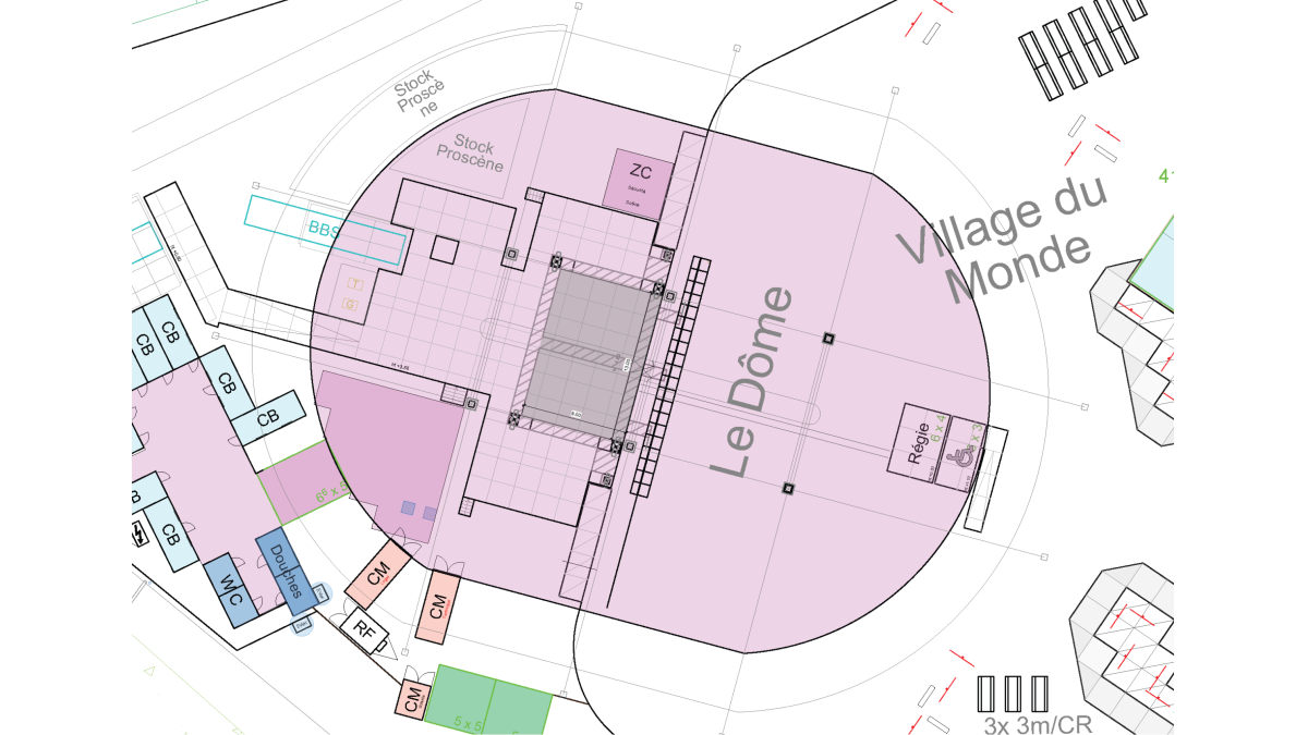 Plan espace scénique Dôme